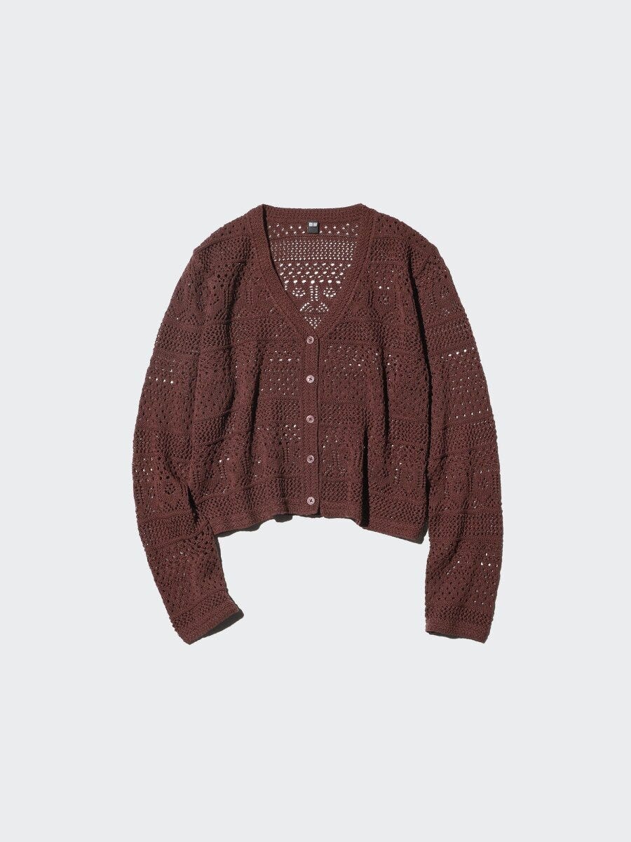 2026春夏ユニクロ大人女性おすすめクロシェVネックカーディガン