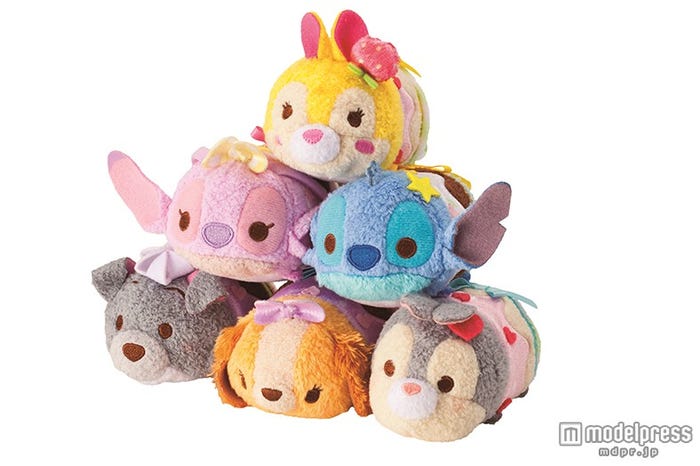 バレンタインTSUM TSUM S 各¥600(上から順に)ミスバニー、スティッチ、エンジェル、とんすけ、レディ、トランプ/(C)Disney