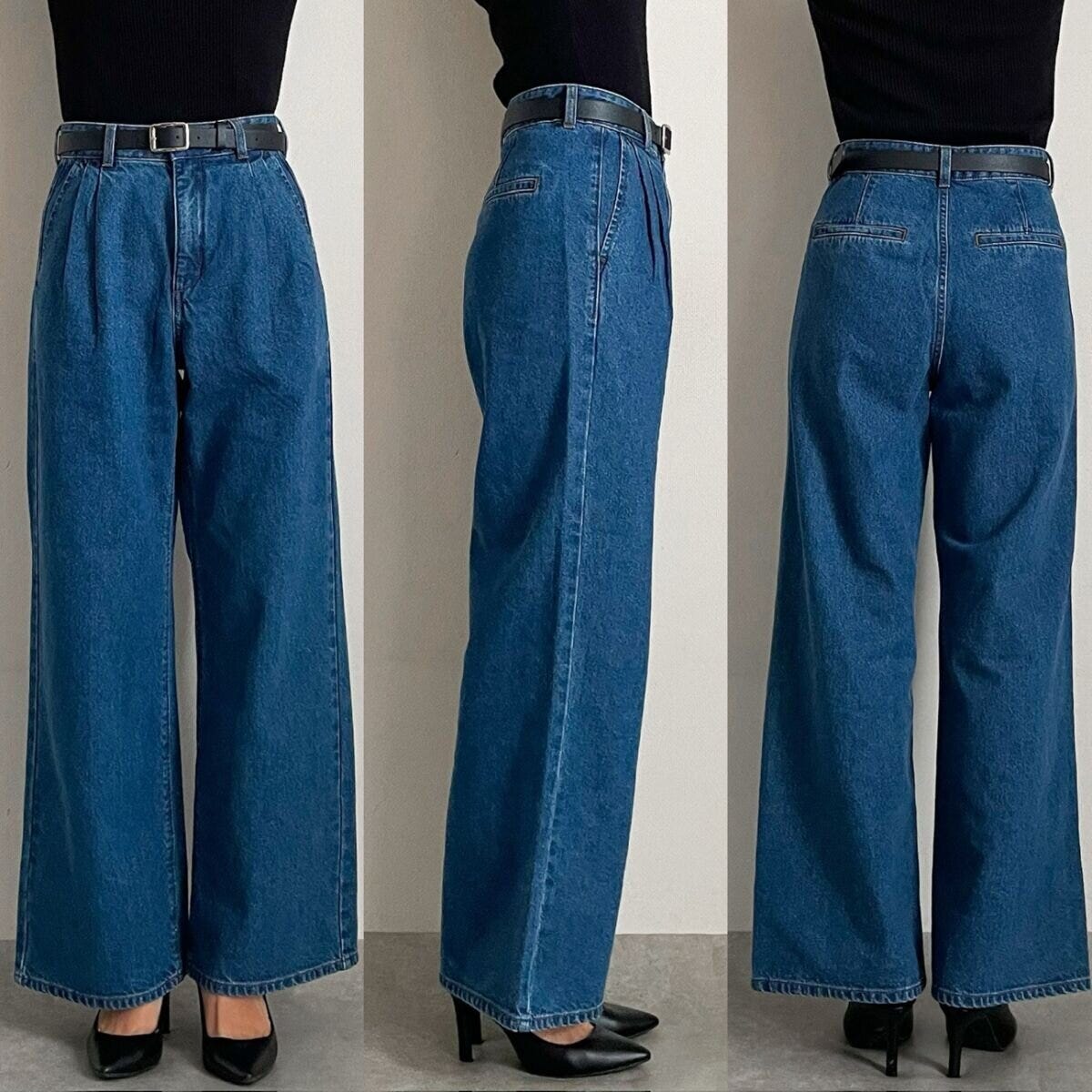 GUデニムタックトラウザー　Sサイズ丈感