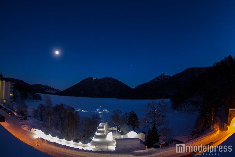 夜の氷上露天風呂／画像提供：然別湖ネイチャーセンター