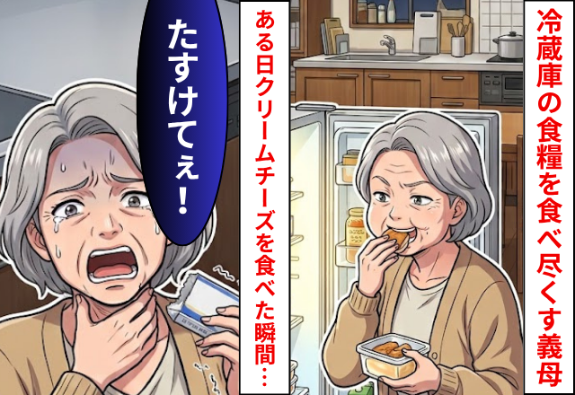冷蔵庫の食糧を無断で食べ尽くす義母！ある日【クリームチーズ】を食べた瞬間…義母「助けて」