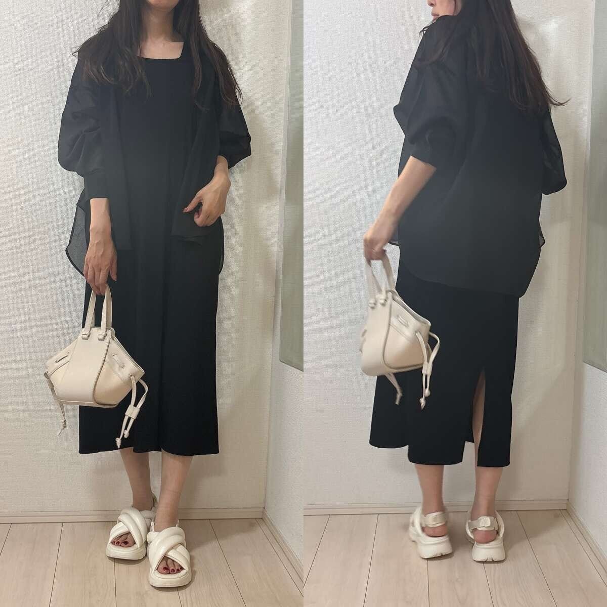 GU シアードルマンスリーブシャツ GU シアードルマンスリーブシャツ ノースリワンピ肩掛けコーデ