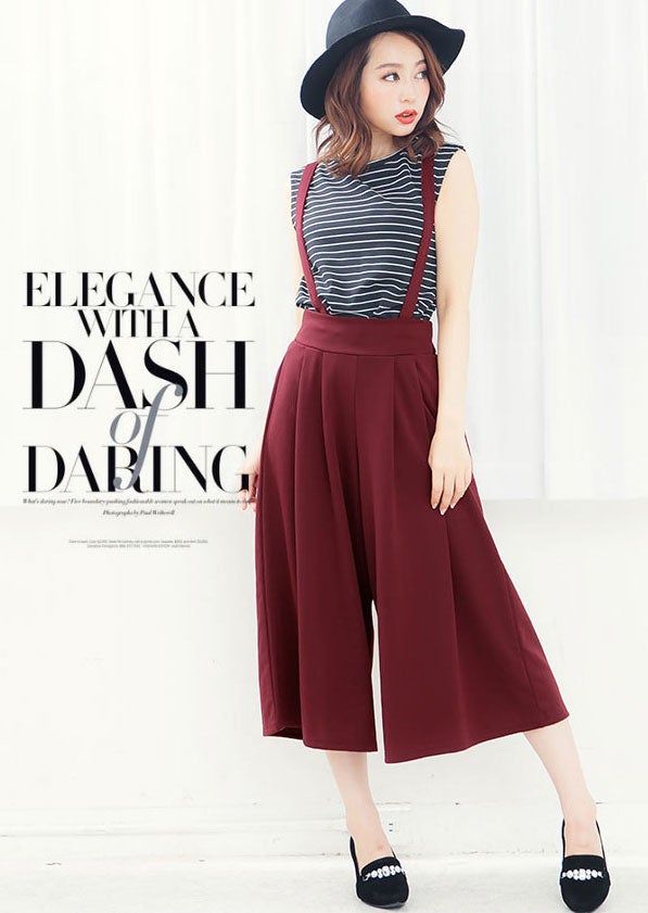 サスペンダー取外し可☆バックウエストゴム2wayガウチョパンツ「神戸レタス」2690円（税込）／画像提供：神戸レタス