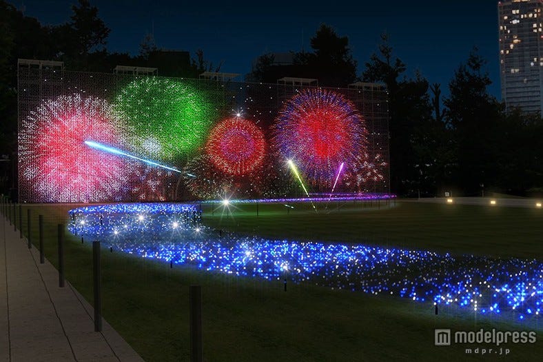 光の花火&イルミが日本の夏の涼を演出 都会のオアシスで夕涼み