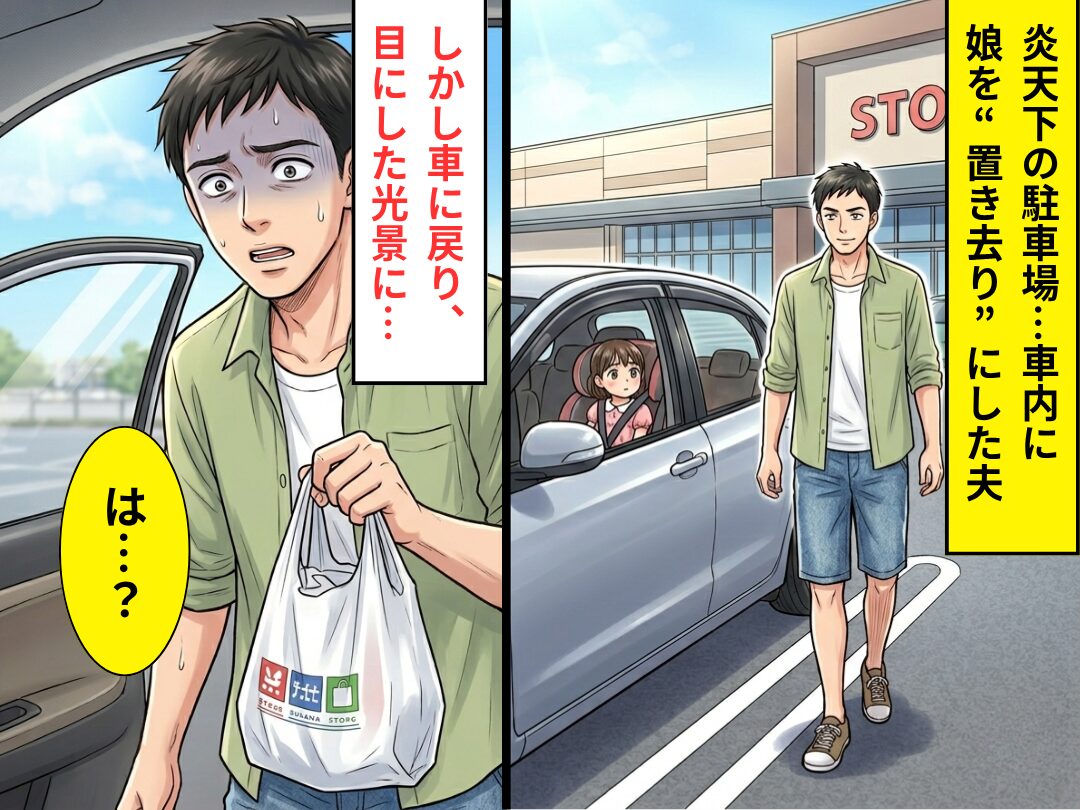 炎天下の駐車場…車内に娘を“置き去り”にした夫。しかし⇒車に戻った結果「は…？」愕然としたワケ