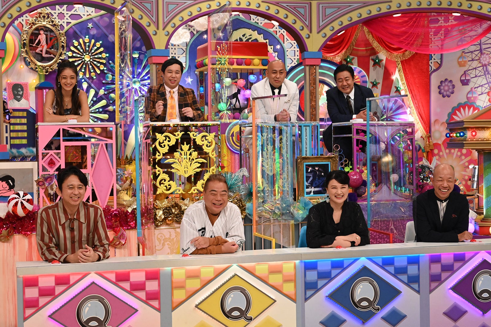 （上段左から）みちょぱ、せいや、長谷川雅紀、渡辺隆（下段左から）有吉弘行、出川哲朗、島崎和歌子、小峠英二 （C）テレビ朝日