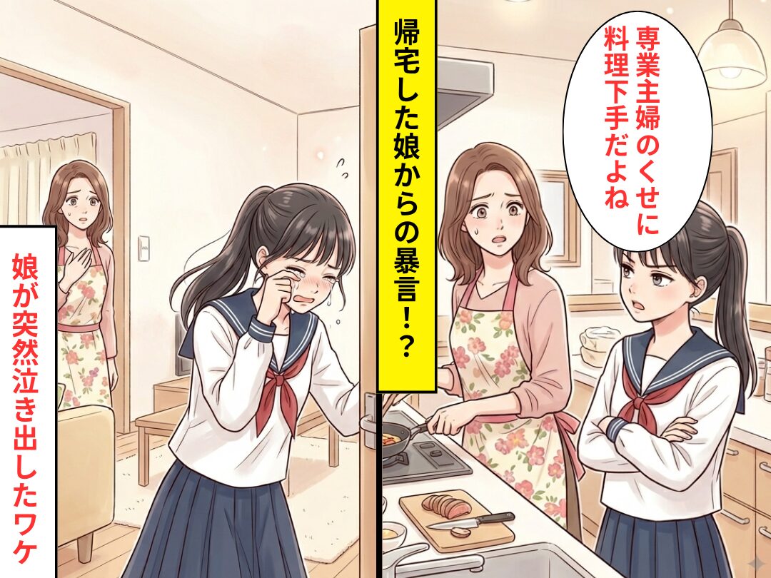 「専業主婦のくせに料理下手だよね」娘から突然の暴言。しかし直後⇒娘が”泣きながら”部屋を飛び出したワケ
