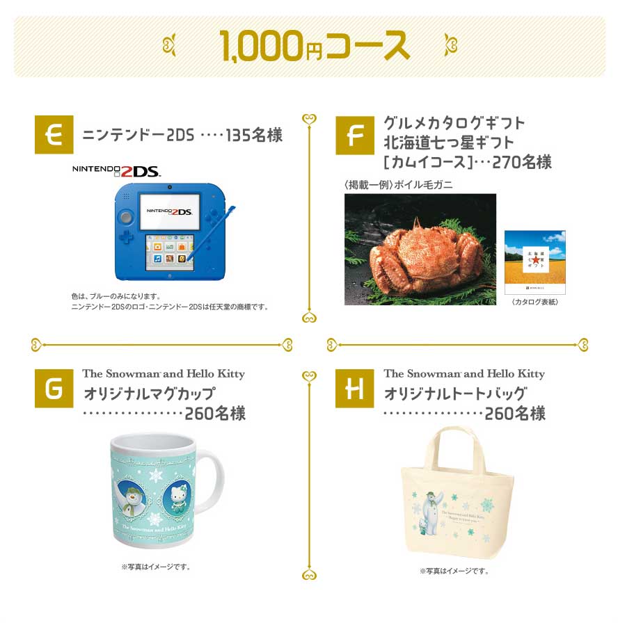 1,000円コースのプレゼント詳細