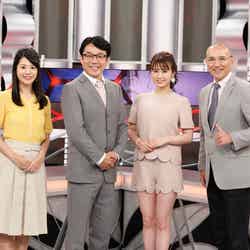 （左から）福長英未アナウンサー、ヒデ、井口綾子、宮澤ミシェル（提供写真）