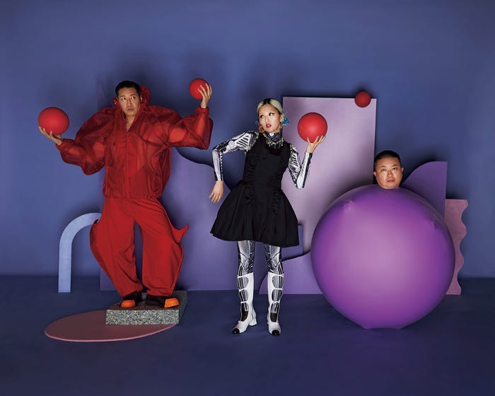 長田庄平、坂美来乃、松尾駿 (C)NYLON JAPAN