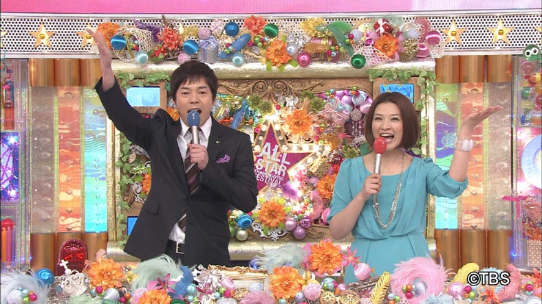 「オールスター感謝祭」（TBS系）の司会進行を務める（左から）今田耕司、島崎和歌子