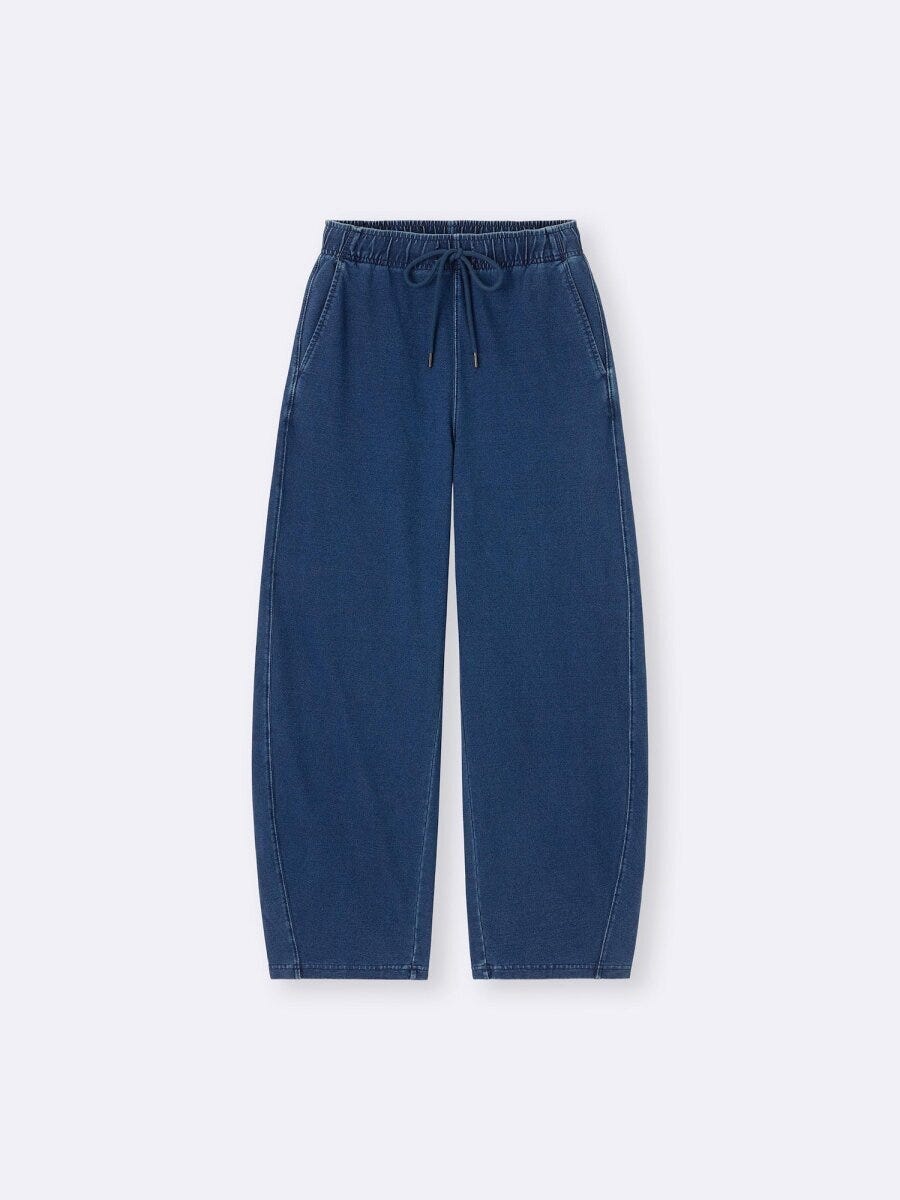 GUのデニムスウェットバレルレッグパンツ