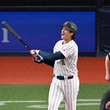 大谷翔平 田嶋の直球に空振り三振 強烈ファウルでスタンドどよめくも 侍ジャパンは12人連続アウトで快音響かず