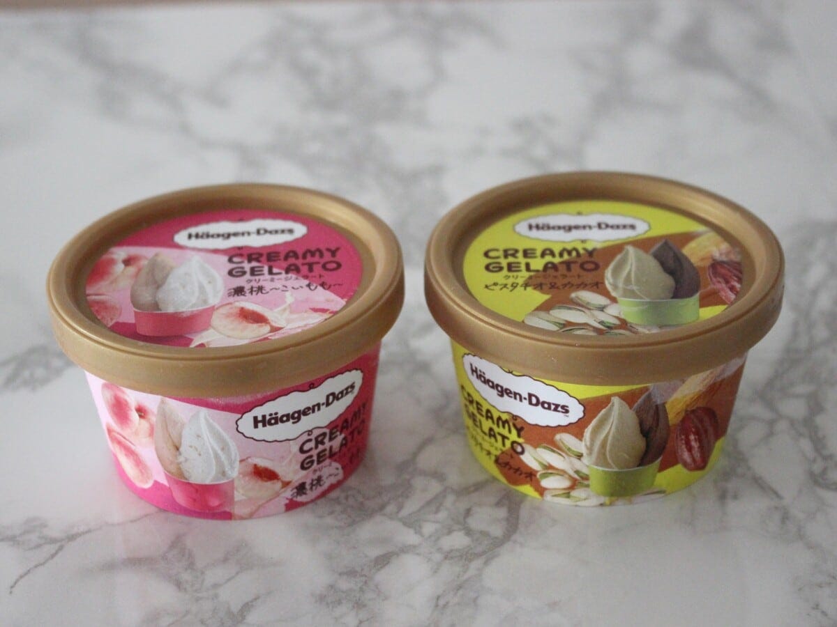 「濃桃」はラクトアイス規格、「ピスタチオ&カカオ」はアイスミルク規格