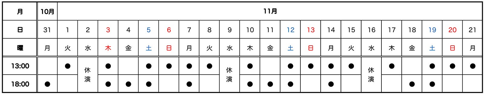 「盗聴」上演スケジュール （提供写真）