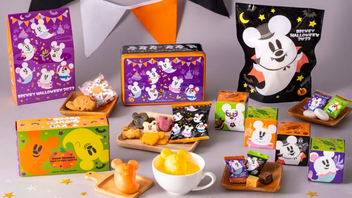 左上より:クッキー800円、スープもなか1,000円、キュービックチョコレートクランチ1,400円、マシュマロ700円、おせんべい1,300円(C)Disney