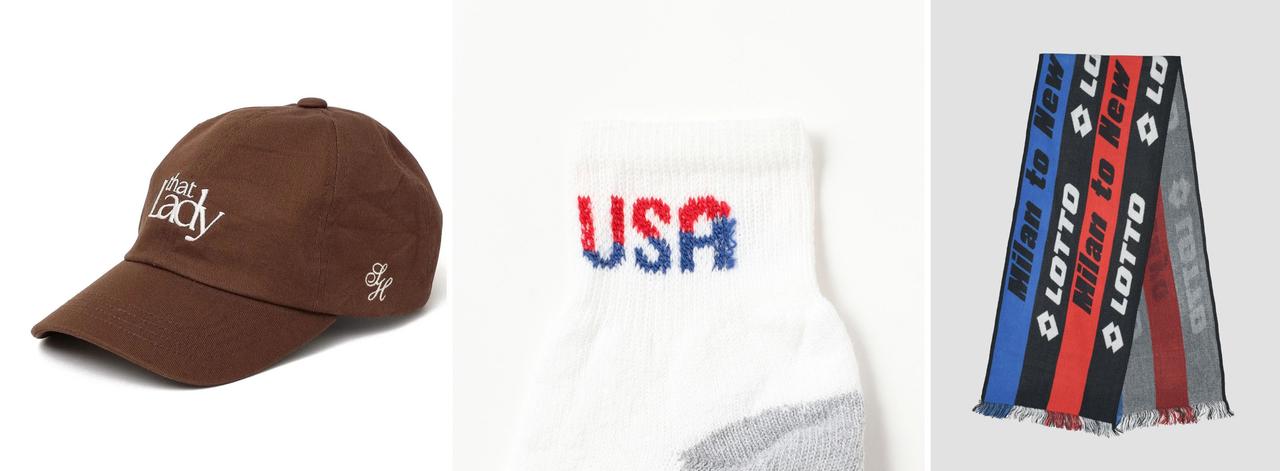 きれいめスタイルにも1点投入できる、【スポーティな小物】をマーク