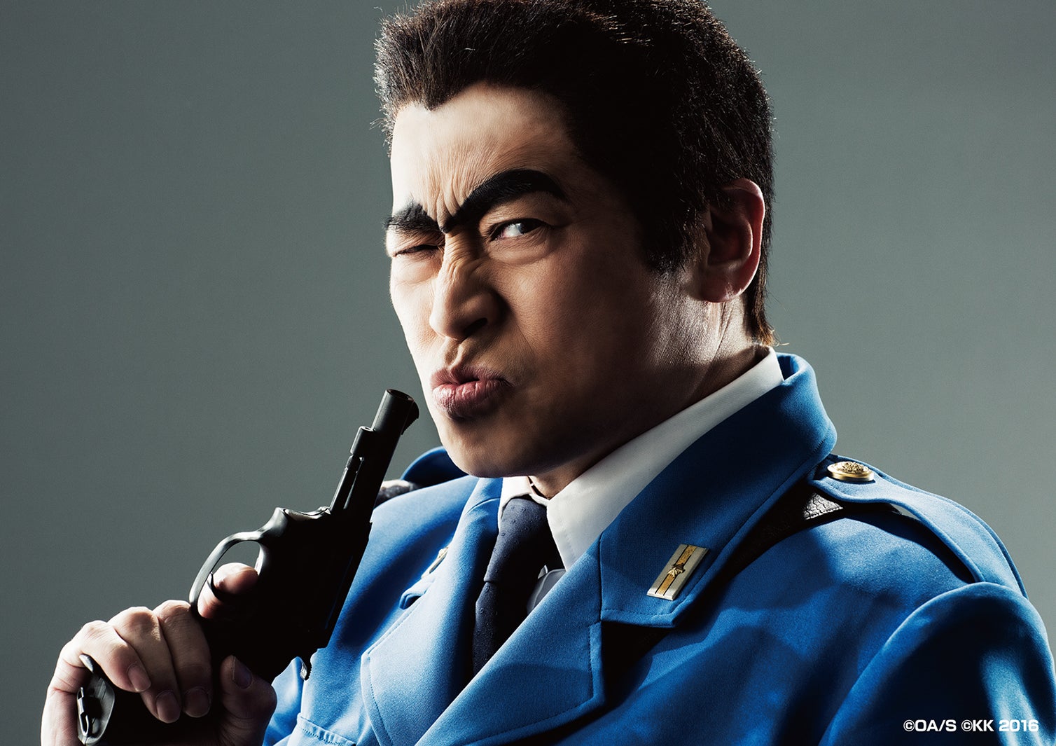 両津勘吉役・ラサール石井（C）秋本治・アトリエびーだま／集英社　（C）舞台版「こちら葛飾区亀有公園前派出所」製作委員会2016