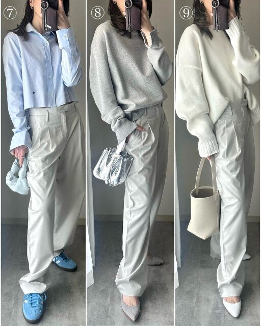 ユニクロ コットンブレンドタックワイドパンツ コーデ ユニクロのコットンブレンドタックワイドパンツのコーデ3