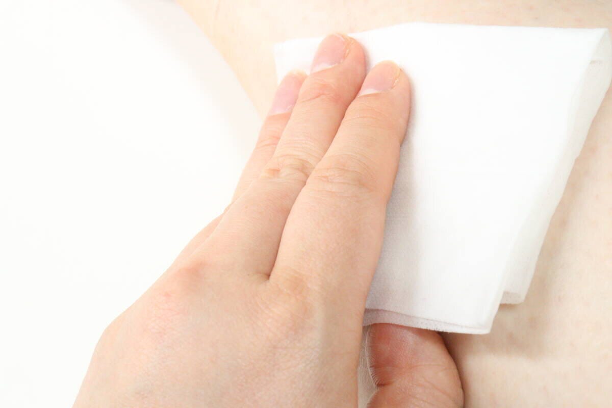 ダイソーのトイレに流せるボディシートの使用例