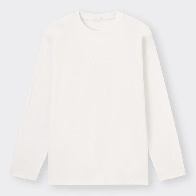 GU　メンズカーディガン　オーバーサイズ　今っぽカジュアル　asuka　イラスト　ソフトコットンクルーネックT