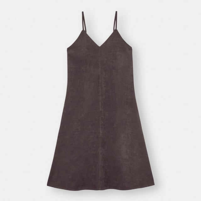 ダークブラウンのコーデュロイキャミワンピ