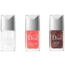 「ディオール ヴェルニ」（左から）“002 オプティック ホワイト、“445 コーラル クラッシュ、“729 ブレイジングブロンズ ／画像提供：Dior