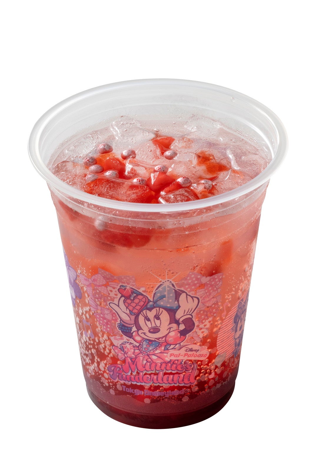 スパークリングゼリードリンク（フラワーシロップ＆ストロベリー）、スーベニアコースター付き¥1,000（C）Disney