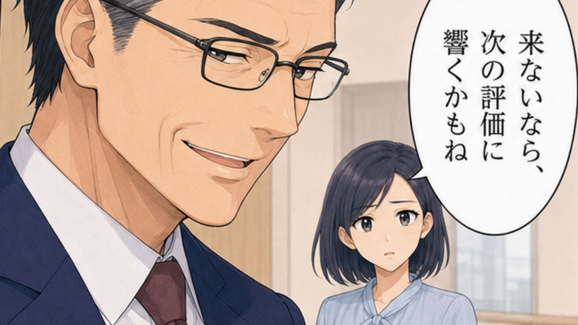 【セクハラ】「来ないなら評価に響くかも」飲み会を強要する上司。飲み会の翌朝、『信じられないメッセージ』が届いて...！？