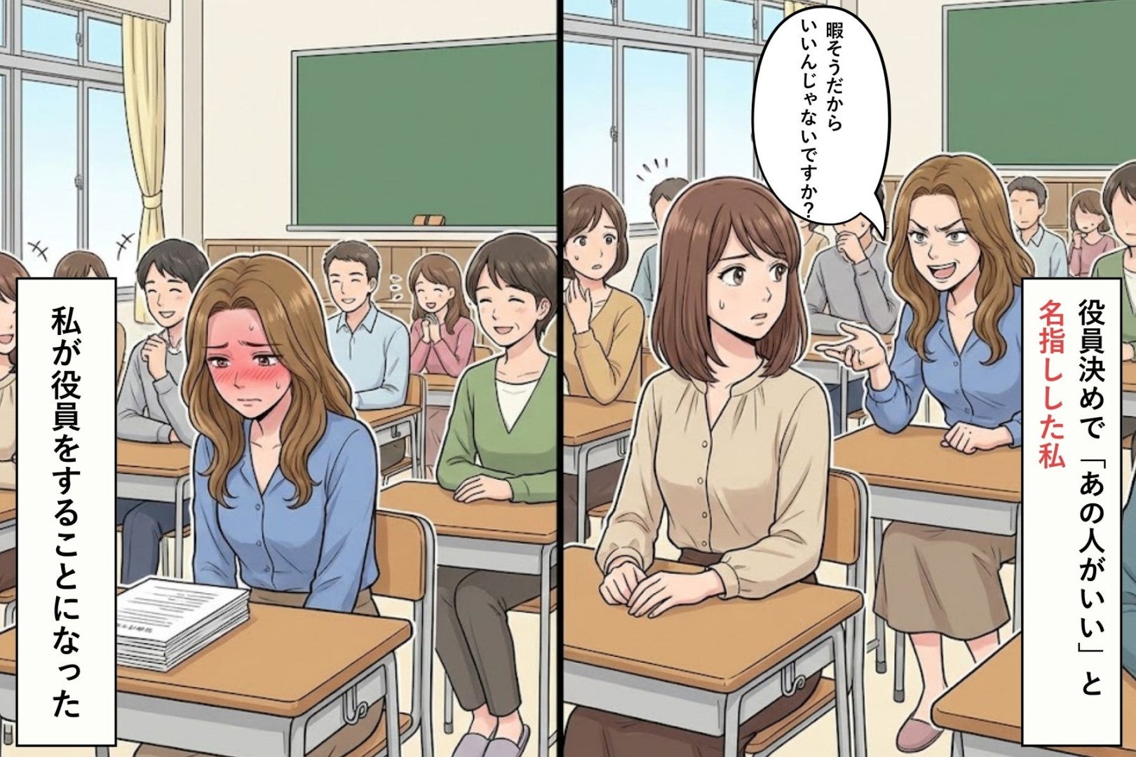 クラスの役員決めで「あの人暇そうだから」と名指しした私。彼女の発言を受け場の空気が変わり