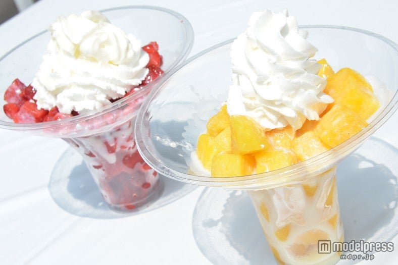 （手前から）「凍りマンゴー、凍りイチゴ」￥500