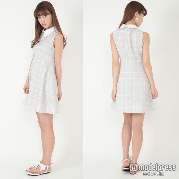 「titty&Co.」格子柄Aラインワンピース「DOUBLE HEART」8,532円(税込)