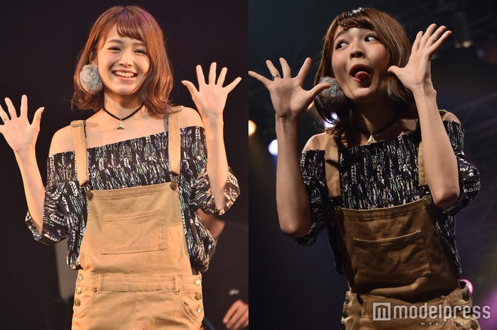 いつものmirei(左)と変顔を披露するmirei(右)/(C)モデルプレス