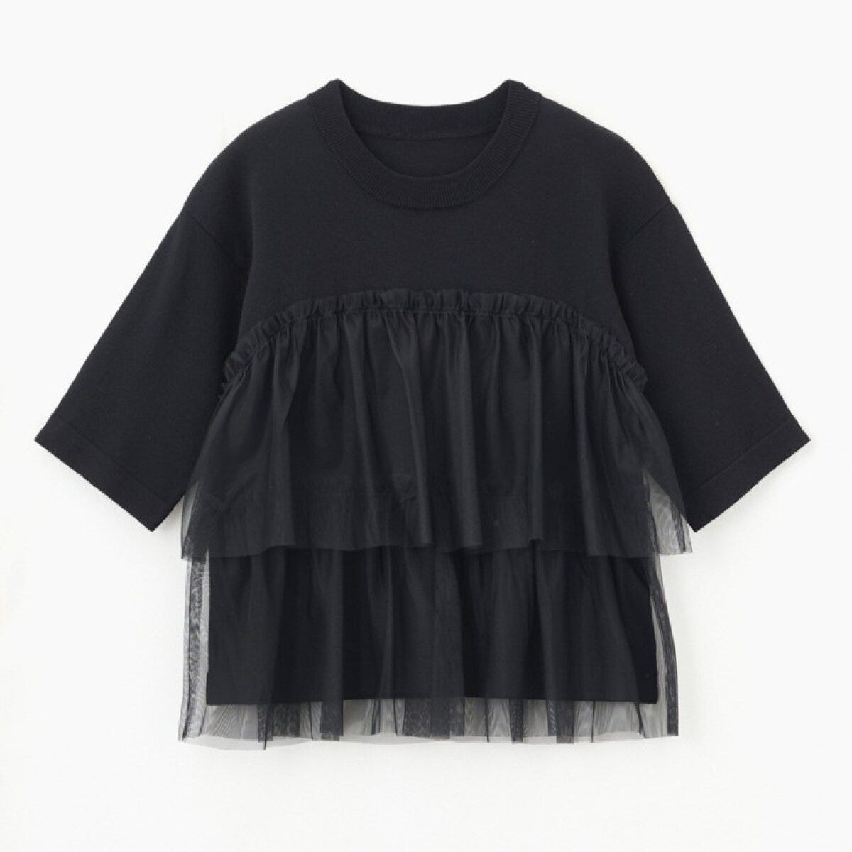 しまむらのチュールドッキングニットプルオーバー（田中里奈）