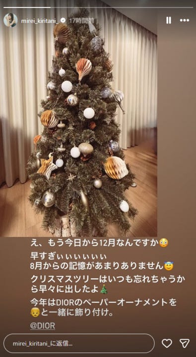 桐谷美玲 Instagramストーリーズより