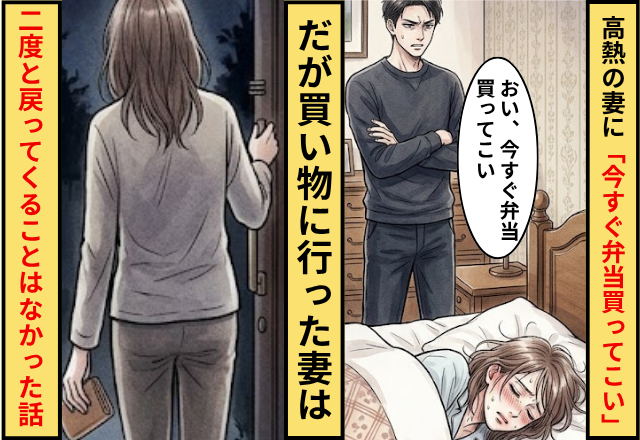 高熱で寝込む妻に…夫「今すぐ弁当買ってこい」⇒だが買い物に行った妻が二度と戻ってくることはなかった話
