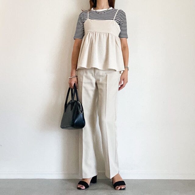 キャミトップス　ウエスト部分カバー　OK　コーデ