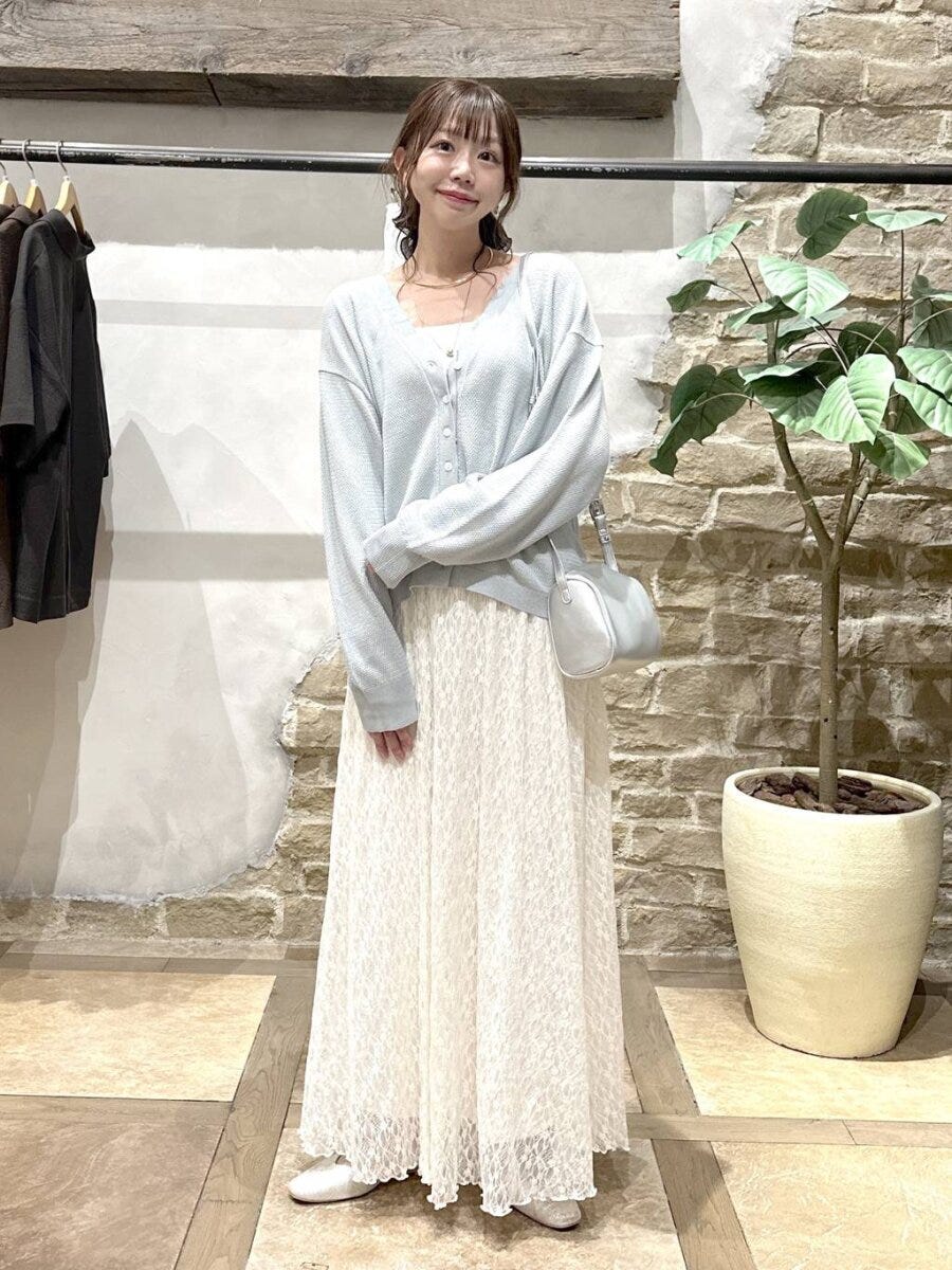 2026春グローバルワーク透けにくいメッシュニットカーディガン