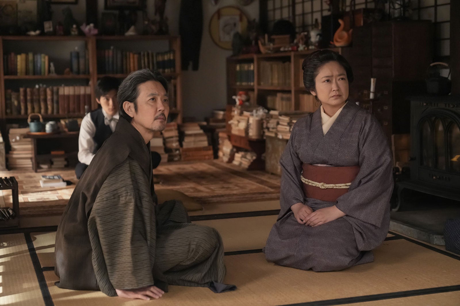 杉田雷麟、岡部たかし、池脇千鶴「ばけばけ」第124話（C）NHK