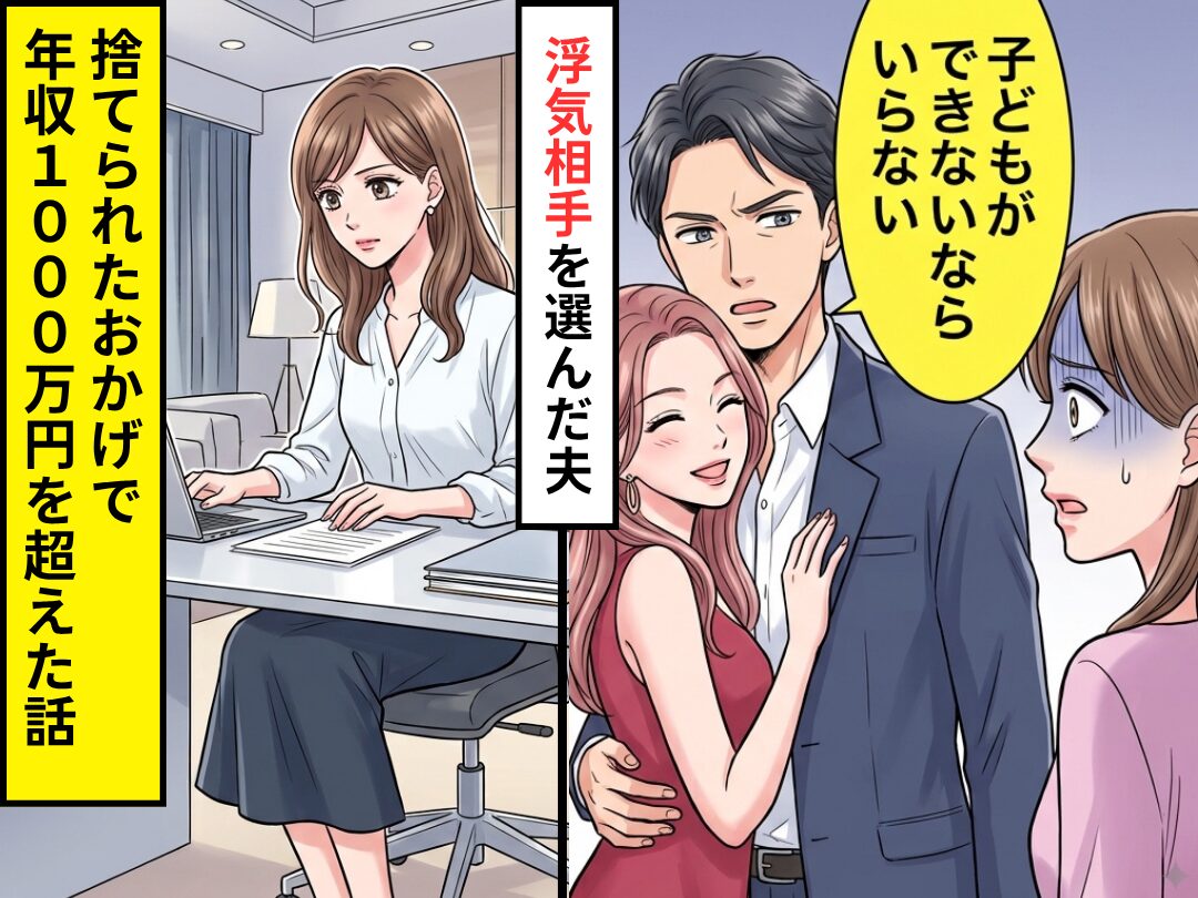「子どもできないならいらない」浮気相手を選んだ夫。だが数年後⇒夫に捨てられたおかげで…【年収1000万】を超えていた話