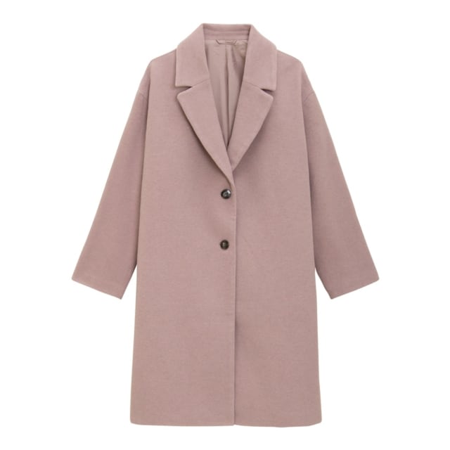くすみピンクのチェスターコート