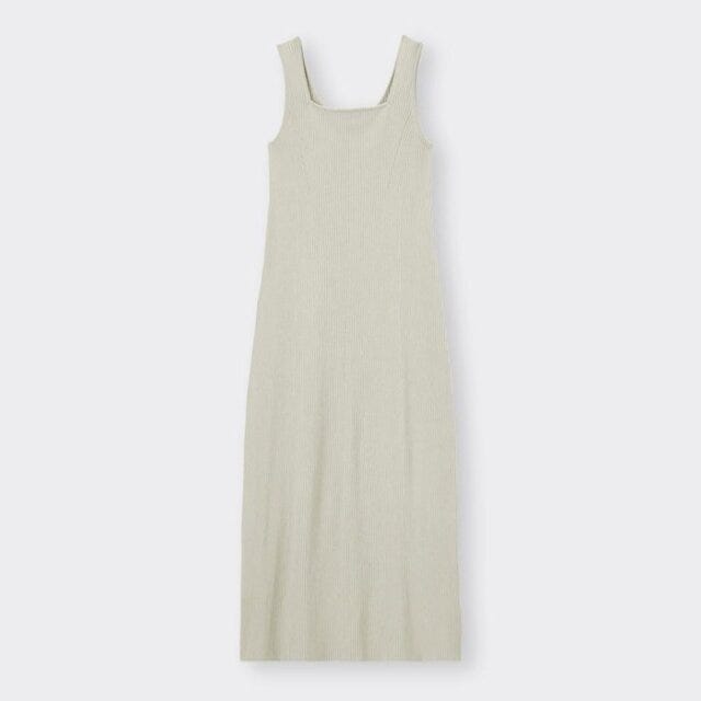 GU　グリーンシャツ　オーバーサイズ　カジュアルフェミニン　EccO　イラスト　リブニットワンピース