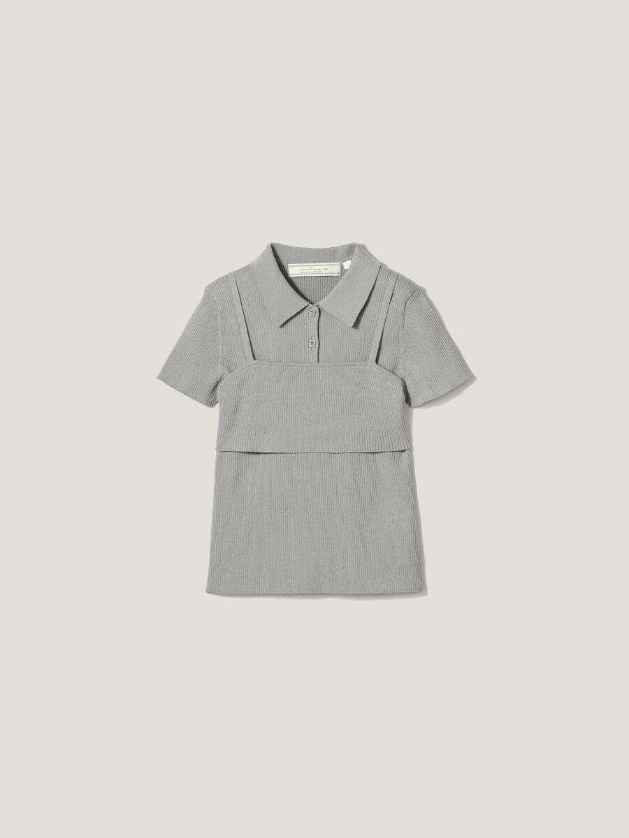 2026gu値下げrokh2ピースリブニットポロシャツ