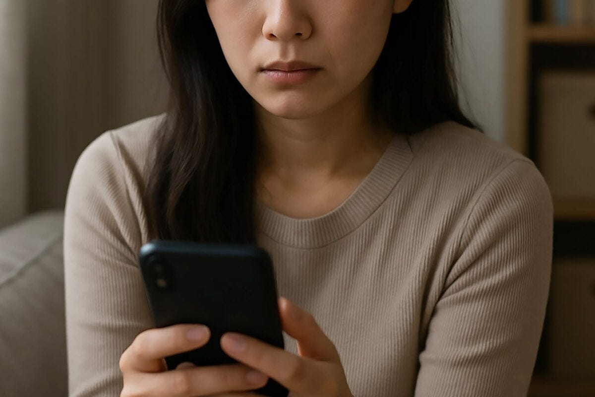 スマホを見る女性