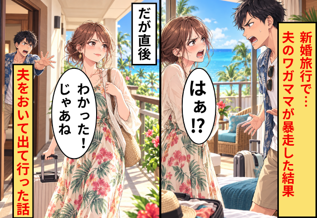 新婚旅行で…夫のワガママが暴走した結果⇒妻「じゃあね」夫を部屋において出て行った話