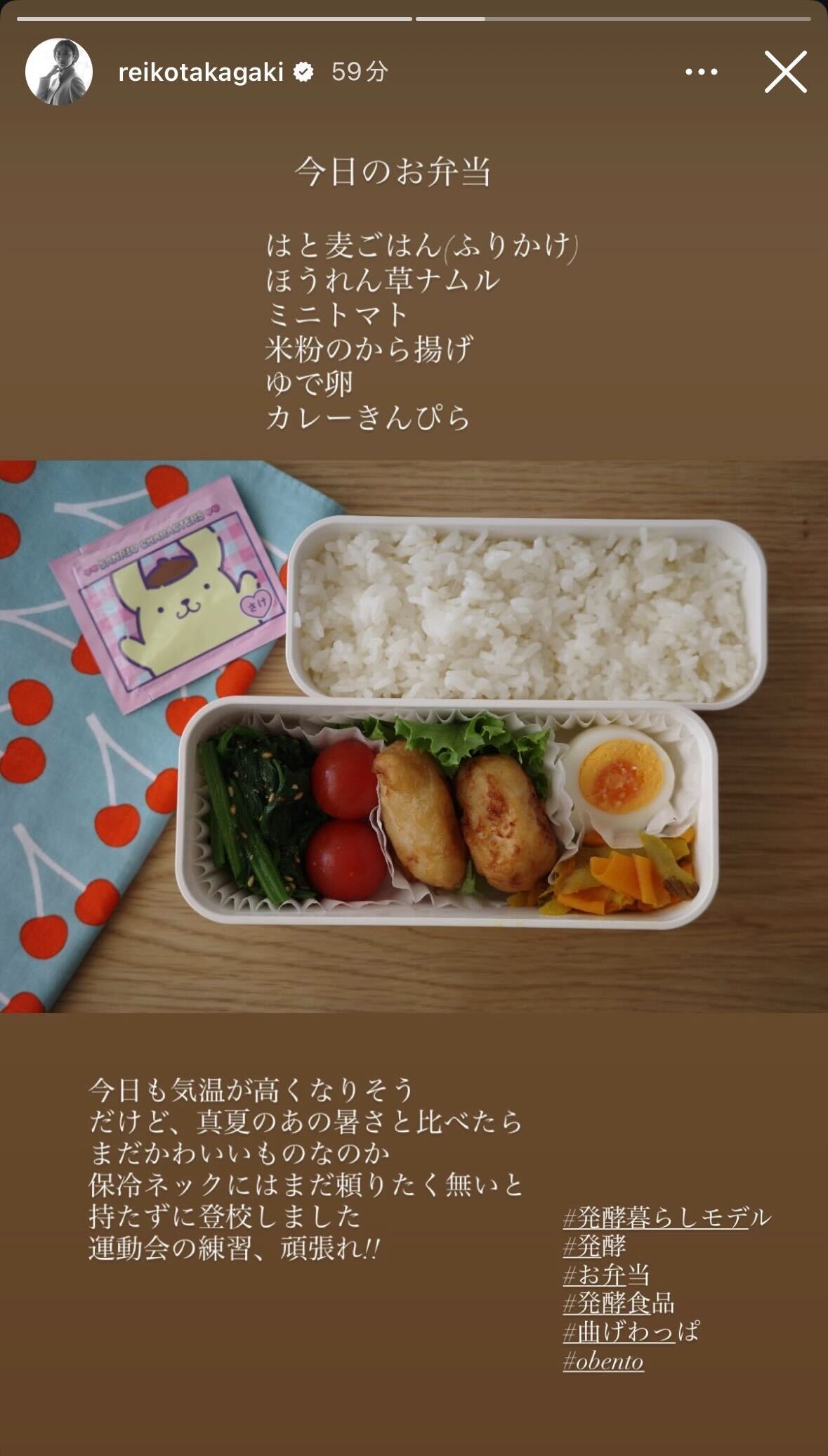 高垣麗子Instagramストーリーズより