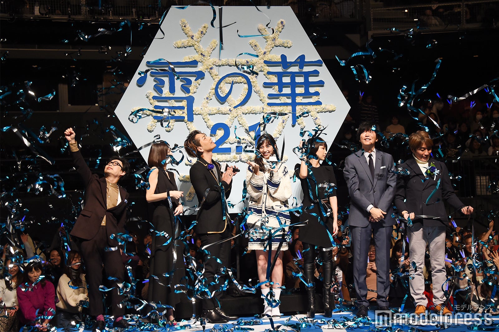 （左から）浜野謙太、高岡早紀、登坂広臣、中条あやみ、中島美嘉、田辺誠一、橋本光二郎監督 （C）モデルプレス