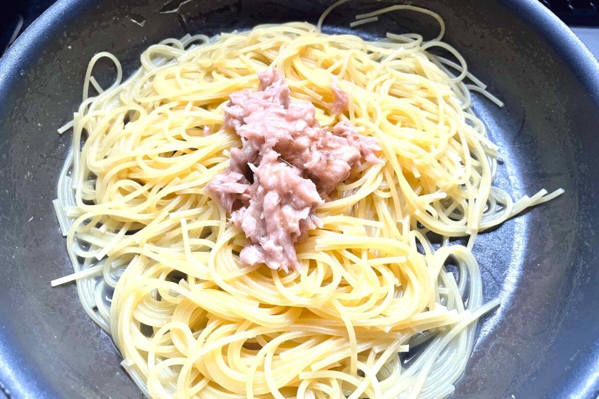 ワンパンねぎ塩ツナパスタ