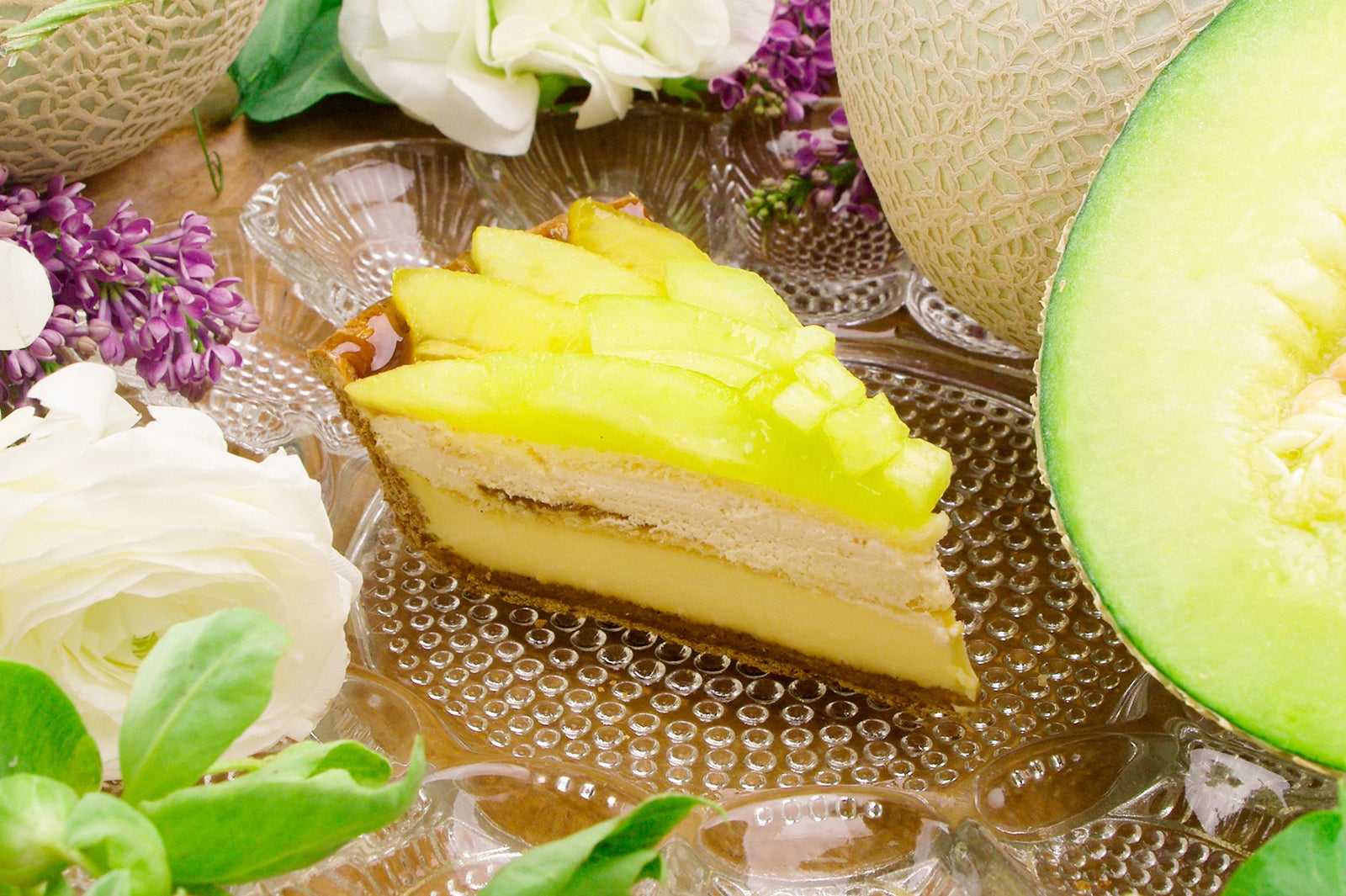 マスクメロンとプリンのタルト