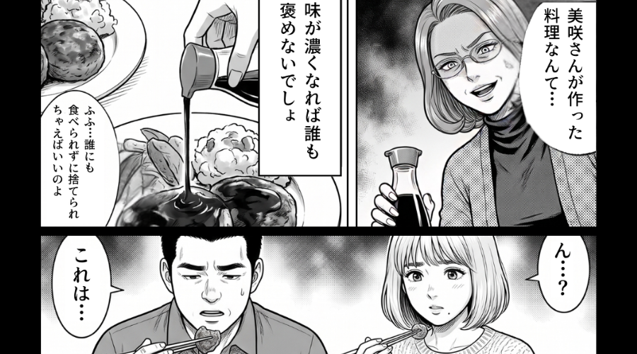嫁の料理に【大量の醤油】を注ぎ、貶める義母！？しかし⇒親戚「ん？これは…」その後、青ざめたのは“義母だった”ワケ